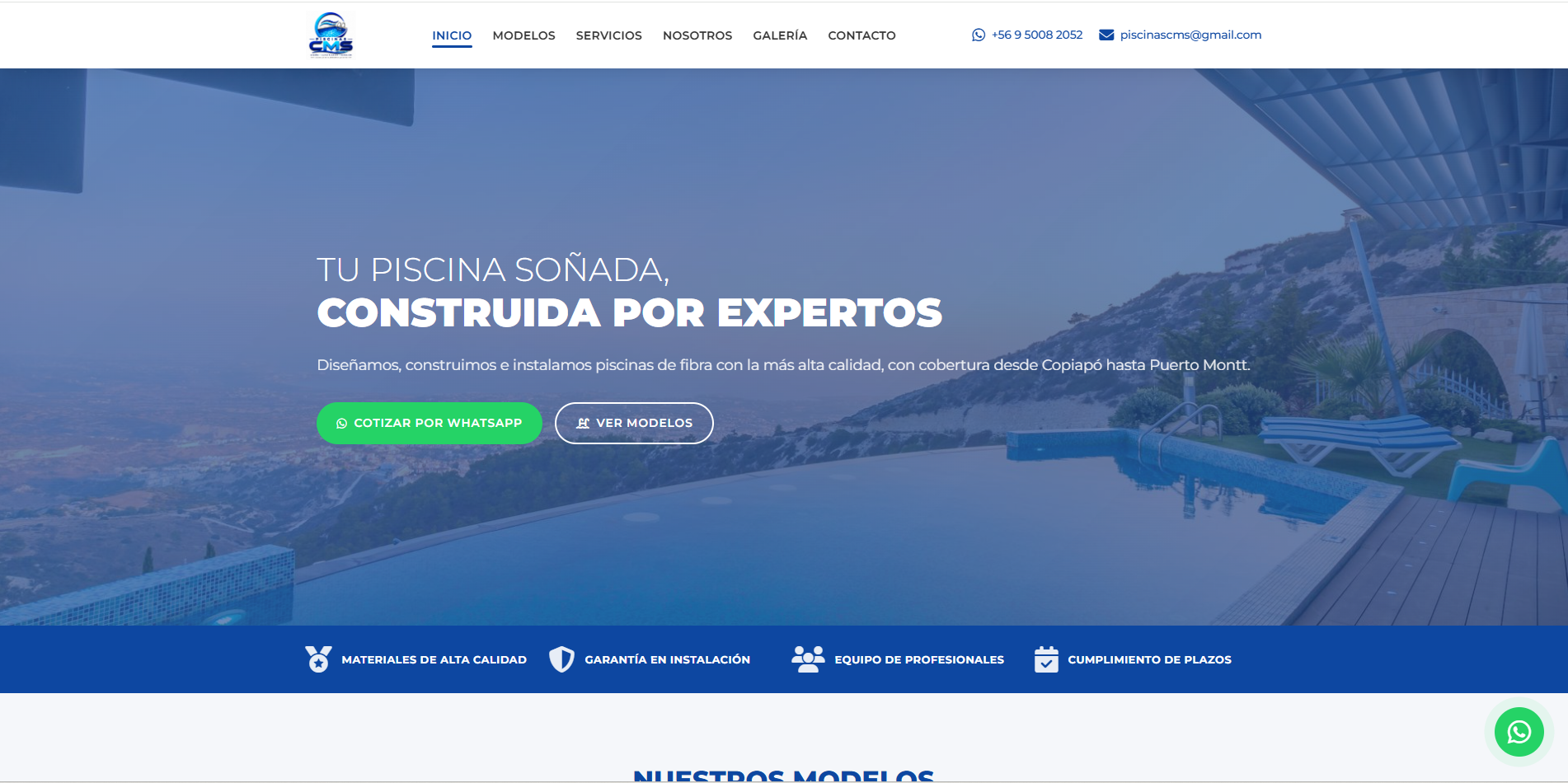 Piscinas CMS - Sitio web corporativo